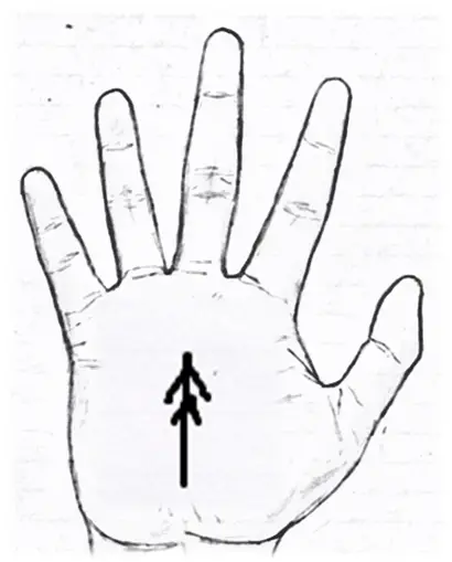 Sign of an arrow in palmistry
