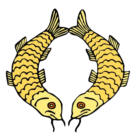 two golden fish Buddhism symbol