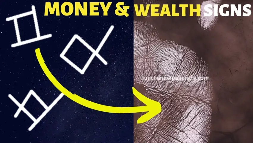 Money and square sign in palmistry